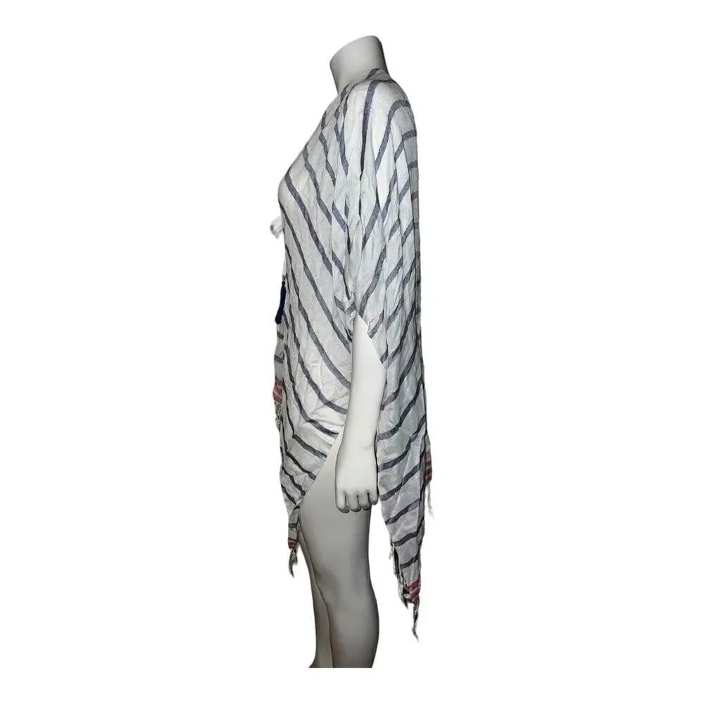 INC International Concepts Womens Striped Tie Topper White Navy Red One Size New